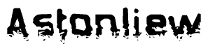 The image contains the word Astonliew in a stylized font with a static looking effect at the bottom of the words