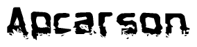 The image contains the word Apcarson in a stylized font with a static looking effect at the bottom of the words