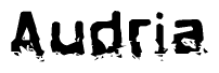 The image contains the word Audria in a stylized font with a static looking effect at the bottom of the words