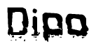 This nametag says Dipo, and has a static looking effect at the bottom of the words. The words are in a stylized font.