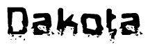 The image contains the word Dakota in a stylized font with a static looking effect at the bottom of the words