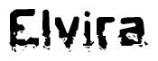 The image contains the word Elvira in a stylized font with a static looking effect at the bottom of the words