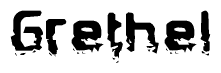 The image contains the word Grethel in a stylized font with a static looking effect at the bottom of the words