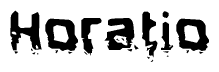 The image contains the word Horatio in a stylized font with a static looking effect at the bottom of the words