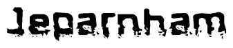 The image contains the word Jeparnham in a stylized font with a static looking effect at the bottom of the words