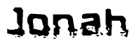 The image contains the word Jonah in a stylized font with a static looking effect at the bottom of the words