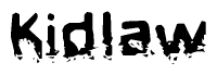 The image contains the word Kidlaw in a stylized font with a static looking effect at the bottom of the words
