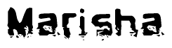 The image contains the word Marisha in a stylized font with a static looking effect at the bottom of the words