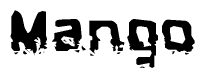 The image contains the word Mango in a stylized font with a static looking effect at the bottom of the words