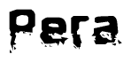 The image contains the word Pera in a stylized font with a static looking effect at the bottom of the words