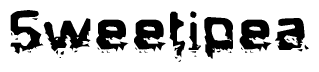 The image contains the word Sweetipea in a stylized font with a static looking effect at the bottom of the words