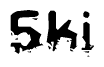 This nametag says Ski, and has a static looking effect at the bottom of the words. The words are in a stylized font.