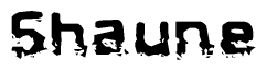 The image contains the word Shaune in a stylized font with a static looking effect at the bottom of the words