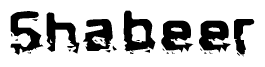 The image contains the word Shabeer in a stylized font with a static looking effect at the bottom of the words