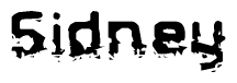 The image contains the word Sidney in a stylized font with a static looking effect at the bottom of the words