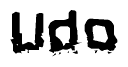 The image contains the word Udo in a stylized font with a static looking effect at the bottom of the words