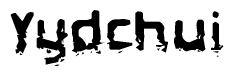 This nametag says Yydchui, and has a static looking effect at the bottom of the words. The words are in a stylized font.