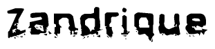 The image contains the word Zandrique in a stylized font with a static looking effect at the bottom of the words