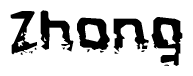 The image contains the word Zhong in a stylized font with a static looking effect at the bottom of the words