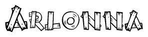 The image contains the name Arlonna written in a decorative, stylized font with a hand-drawn appearance. The lines are made up of what appears to be planks of wood, which are nailed together