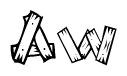 The clipart image shows the name Aw stylized to look like it is constructed out of separate wooden planks or boards, with each letter having wood grain and plank-like details.