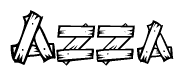 The clipart image shows the name Azza stylized to look like it is constructed out of separate wooden planks or boards, with each letter having wood grain and plank-like details.