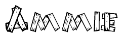 The image contains the name Ammie written in a decorative, stylized font with a hand-drawn appearance. The lines are made up of what appears to be planks of wood, which are nailed together