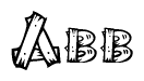 The clipart image shows the name Abb stylized to look like it is constructed out of separate wooden planks or boards, with each letter having wood grain and plank-like details.