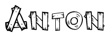 The clipart image shows the name Anton stylized to look like it is constructed out of separate wooden planks or boards, with each letter having wood grain and plank-like details.