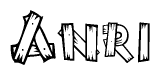 The clipart image shows the name Anri stylized to look like it is constructed out of separate wooden planks or boards, with each letter having wood grain and plank-like details.