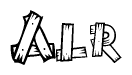 The clipart image shows the name Alr stylized to look like it is constructed out of separate wooden planks or boards, with each letter having wood grain and plank-like details.