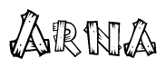 The clipart image shows the name Arna stylized to look like it is constructed out of separate wooden planks or boards, with each letter having wood grain and plank-like details.