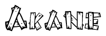 The clipart image shows the name Akane stylized to look like it is constructed out of separate wooden planks or boards, with each letter having wood grain and plank-like details.