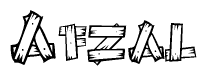 The clipart image shows the name Afzal stylized to look like it is constructed out of separate wooden planks or boards, with each letter having wood grain and plank-like details.