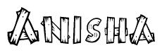 The clipart image shows the name Anisha stylized to look like it is constructed out of separate wooden planks or boards, with each letter having wood grain and plank-like details.