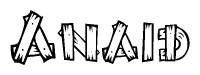 The clipart image shows the name Anaid stylized to look as if it has been constructed out of wooden planks or logs. Each letter is designed to resemble pieces of wood.