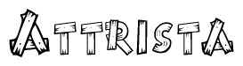 The clipart image shows the name Attrista stylized to look as if it has been constructed out of wooden planks or logs. Each letter is designed to resemble pieces of wood.