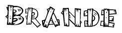 The clipart image shows the name Brande stylized to look as if it has been constructed out of wooden planks or logs. Each letter is designed to resemble pieces of wood.