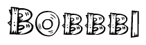 The image contains the name Bobbbi written in a decorative, stylized font with a hand-drawn appearance. The lines are made up of what appears to be planks of wood, which are nailed together