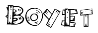 The clipart image shows the name Boyet stylized to look as if it has been constructed out of wooden planks or logs. Each letter is designed to resemble pieces of wood.