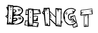 The clipart image shows the name Bengt stylized to look as if it has been constructed out of wooden planks or logs. Each letter is designed to resemble pieces of wood.