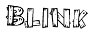 The clipart image shows the name Blink stylized to look as if it has been constructed out of wooden planks or logs. Each letter is designed to resemble pieces of wood.