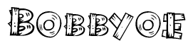 The clipart image shows the name Bobbyoe stylized to look like it is constructed out of separate wooden planks or boards, with each letter having wood grain and plank-like details.