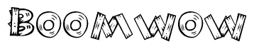 The clipart image shows the name Boomwow stylized to look like it is constructed out of separate wooden planks or boards, with each letter having wood grain and plank-like details.