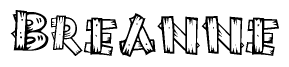 The image contains the name Breanne written in a decorative, stylized font with a hand-drawn appearance. The lines are made up of what appears to be planks of wood, which are nailed together