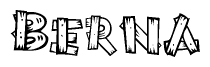 The image contains the name Berna written in a decorative, stylized font with a hand-drawn appearance. The lines are made up of what appears to be planks of wood, which are nailed together