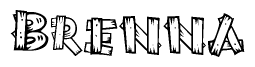 The image contains the name Brenna written in a decorative, stylized font with a hand-drawn appearance. The lines are made up of what appears to be planks of wood, which are nailed together