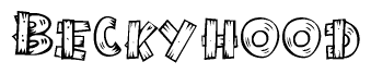 The clipart image shows the name Beckyhood stylized to look like it is constructed out of separate wooden planks or boards, with each letter having wood grain and plank-like details.