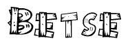 The clipart image shows the name Betse stylized to look like it is constructed out of separate wooden planks or boards, with each letter having wood grain and plank-like details.