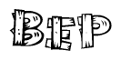 The clipart image shows the name Bep stylized to look like it is constructed out of separate wooden planks or boards, with each letter having wood grain and plank-like details.